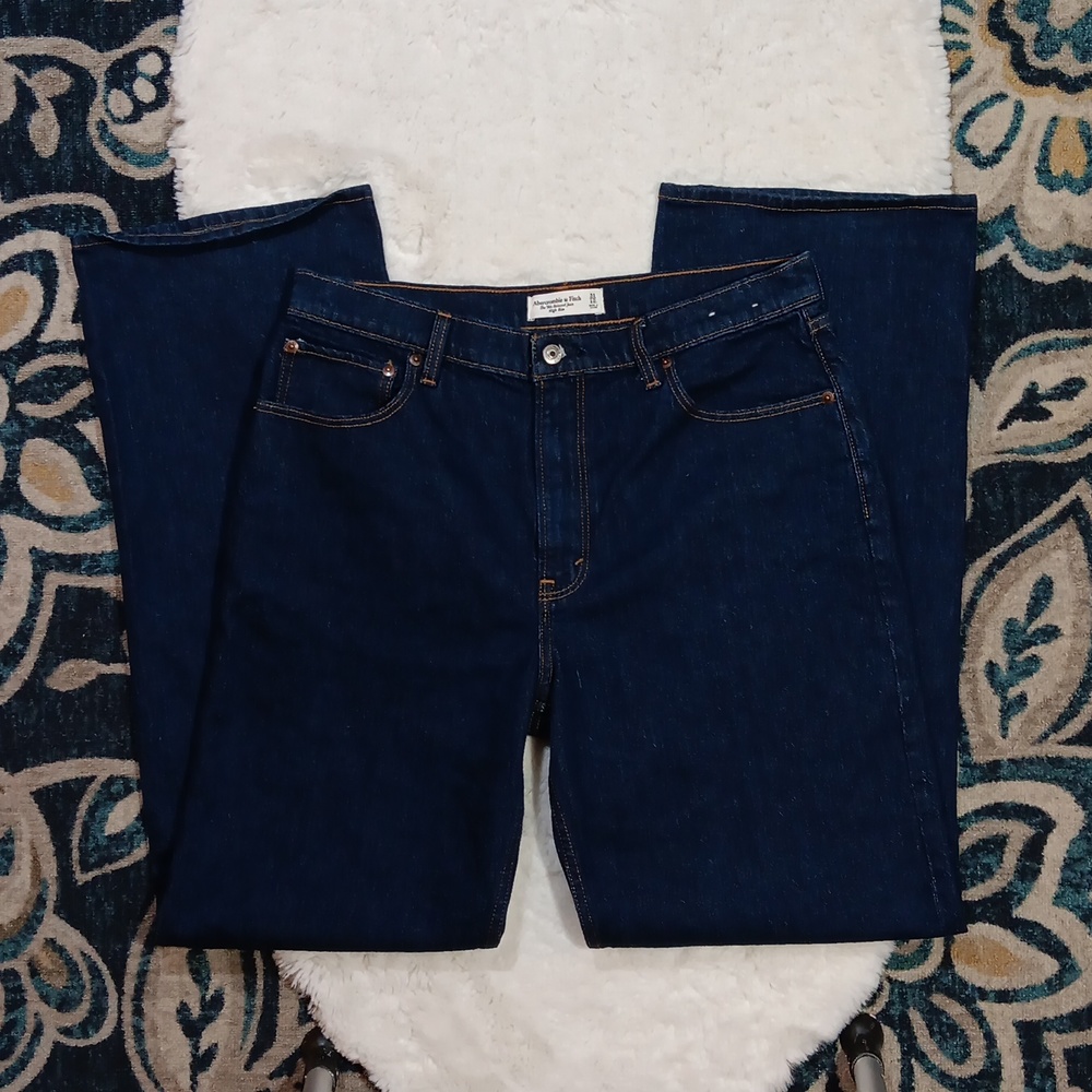 Abercrombie & Fitch the 90's relaxed jean high rise dark wash jeans p